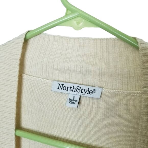 NorthStyle Rainbow Cardigan Open Front Knit Ribbed Hem Multicolor buttons NWOT S - Picture 3 of 10